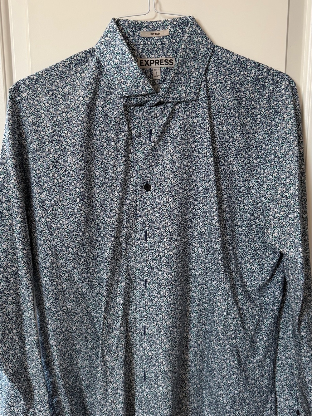 Express Men’s Navy Micro Floral Button-Up Shirt